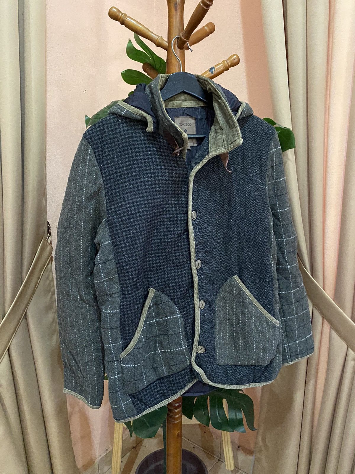 Japanese Brand CORISCO PATCHWORK HOODED WOOL JACKET Size US L / EU 52-54 / 3 - 3 Thumbnail