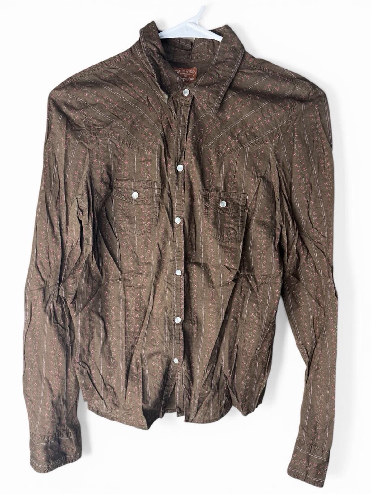 Aeropostale Y2K Aeropostale Western Pearl Snap Shirt Brown Floral M Size M / US 6-8 / IT 42-44 - 2 Thumbnail