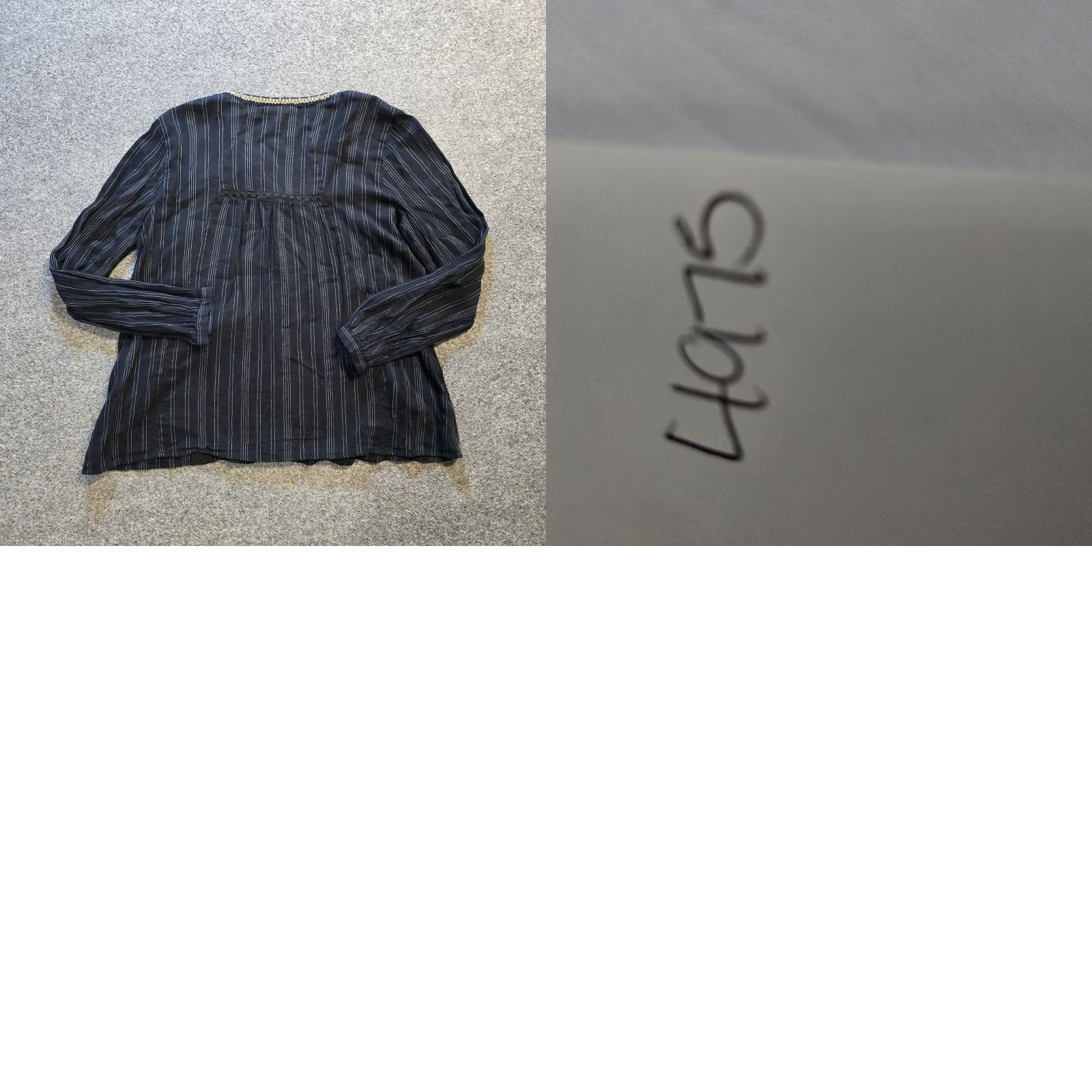J. Jill J Jill Top Women Medium Black Striped V Neck Embroidery Boho Peasant Casual Shirt Size M / US 6-8 / IT 42-44 - 8 Thumbnail