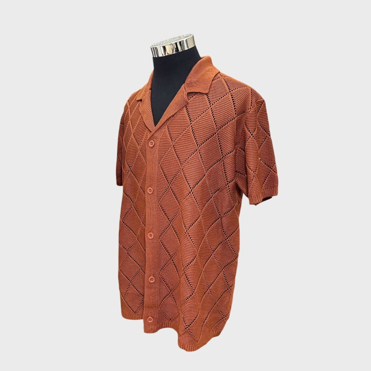 Other Sandstone Man’s Rust Pointelle Knit Sweater Sz M Size US M / EU 48-50 / 2 - 9 Thumbnail