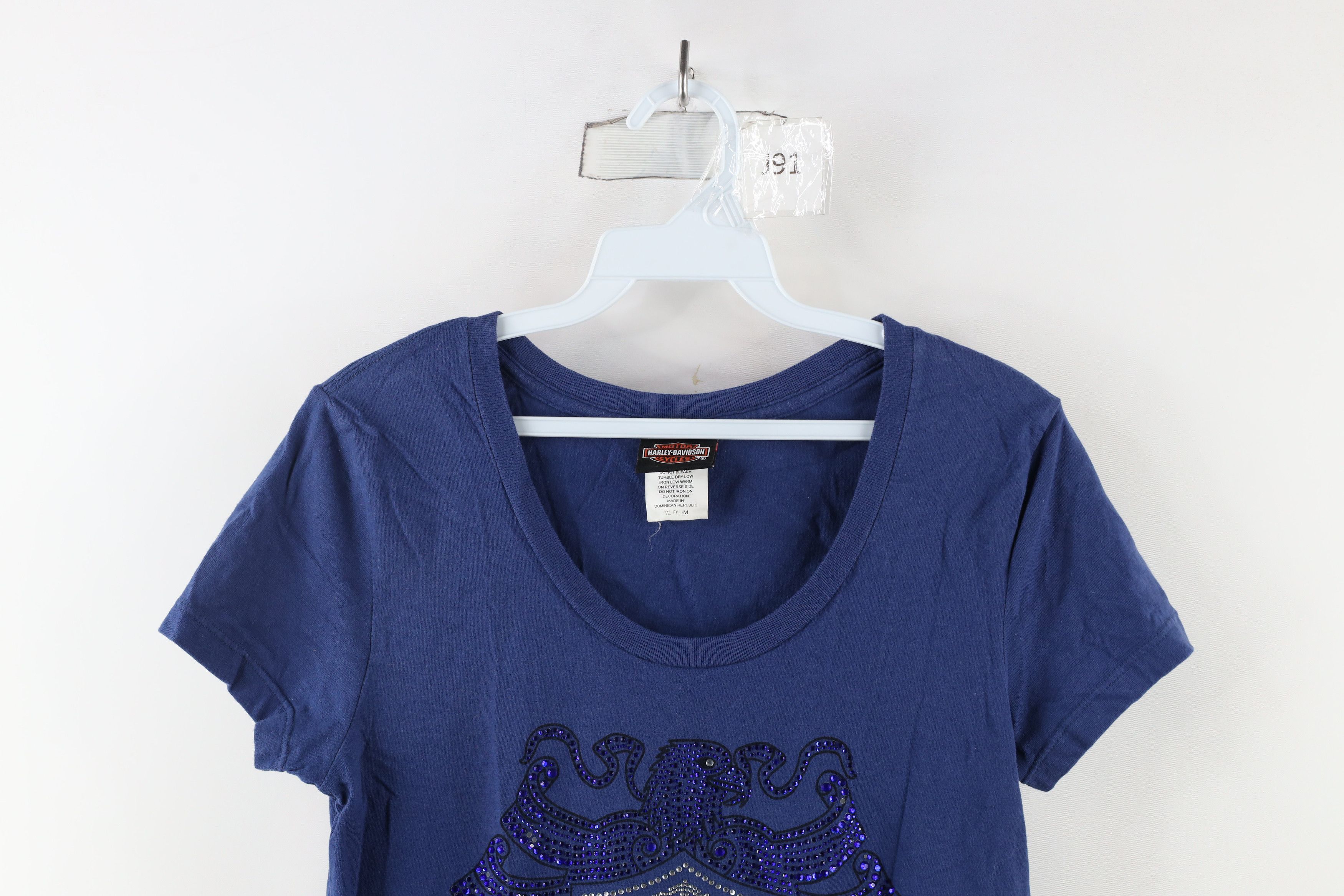 Harley Davidson × Vintage Vintage Y2K Harley Davidson Sequin Jeweled Eagle T-Shirt Size M / US 6-8 / IT 42-44 - 2 Thumbnail