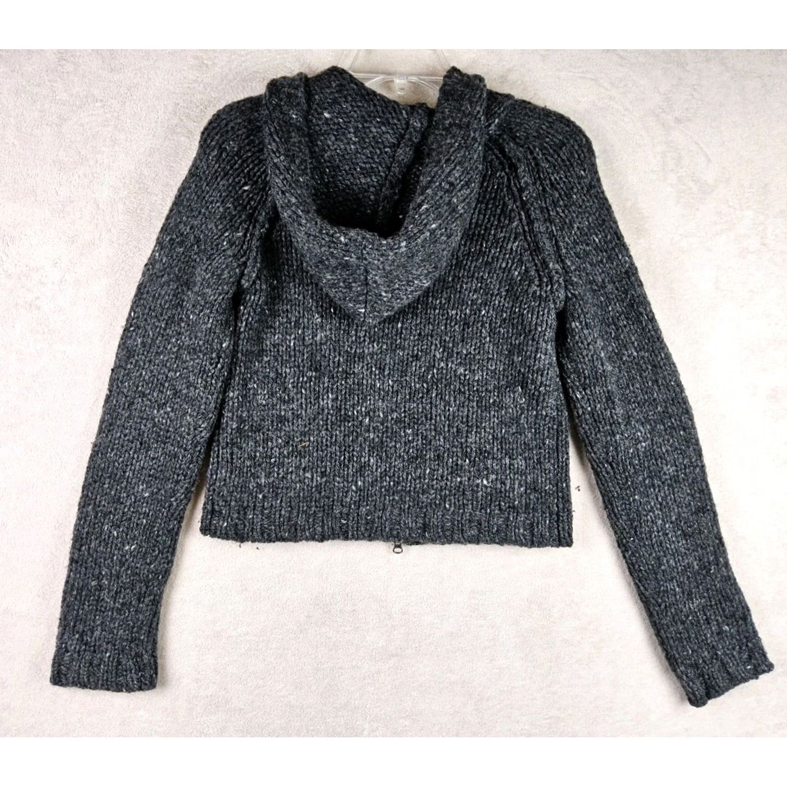 Abercrombie & Fitch Abercrombie & Fitch Full Zip Sweater Women Hooded 100% Wool Gray Size M Size M / US 6-8 / IT 42-44 - 4 Thumbnail