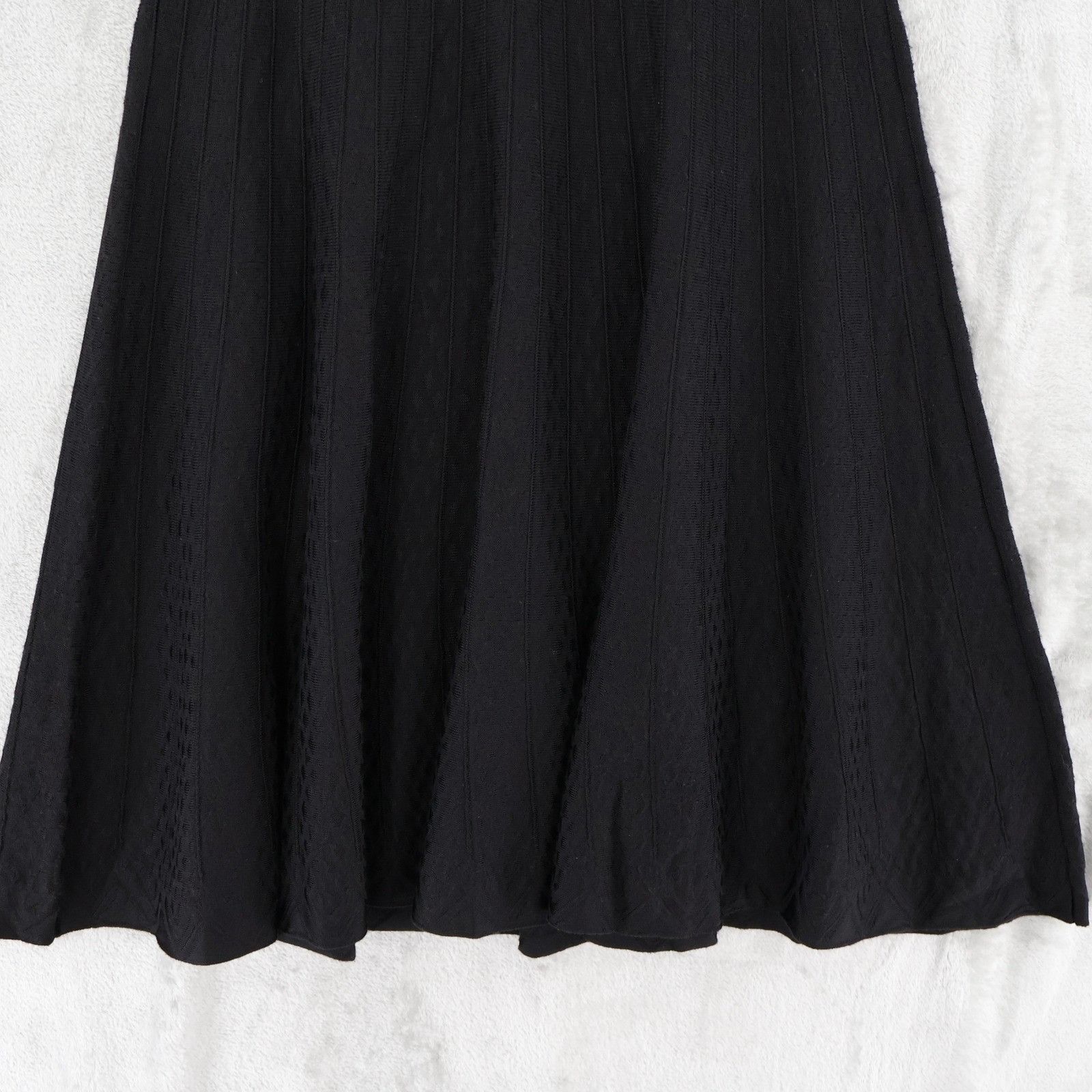 NIC+ZOE NIC+ZOE Black Ribbed Knit Fit Flare Midi Dress Womens L Size L / US 10 / IT 46 - 9 Thumbnail