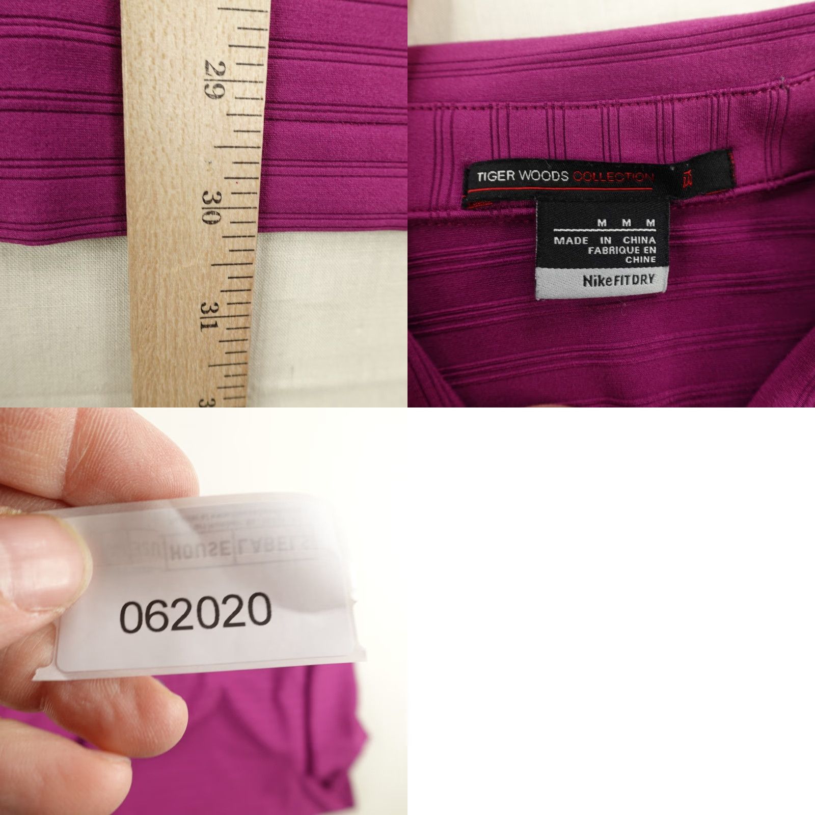 Nike Nike Polo Shirt Medium Purple Stripes Tiger Woods Collection Performance Golf Size US M / EU 48-50 / 2 - 8 Thumbnail