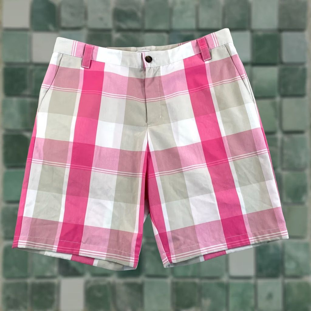Adidas Adidas Golf Shorts Men 34 Pink Plaid Performance Flat Front NWOT Size US 34 / EU 50 - 1 Thumbnail