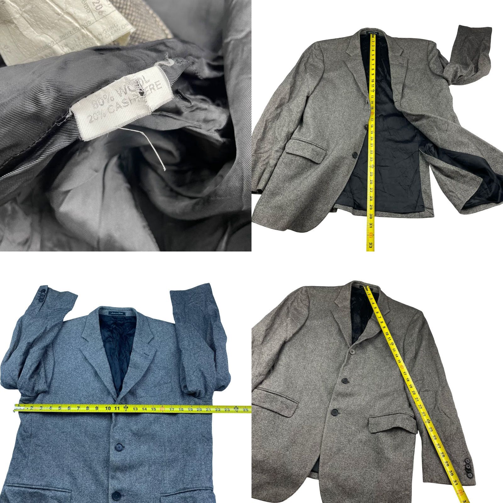 Cantarelli Cantarelli Blazer 42R Wool/Cashmere Gray Italy 2-Button Front Notch Lined Jacket Mens Size 42R - 8 Thumbnail