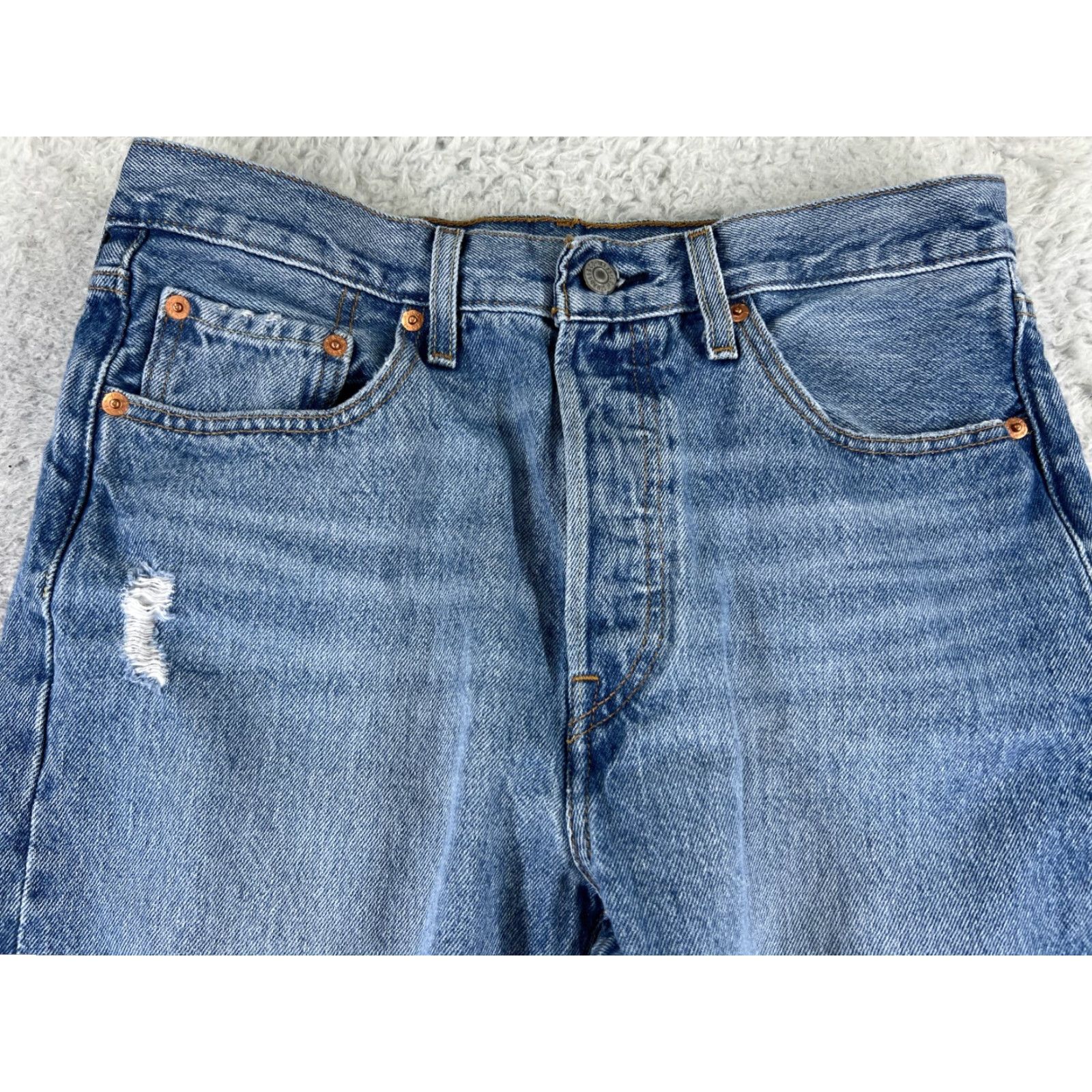 Levi's Levi's 501 Jeans Denim Blue 29x27 Skinny Regular Button Fly Distressed Vintage? No (not vintage) Size 29" - 4 Thumbnail