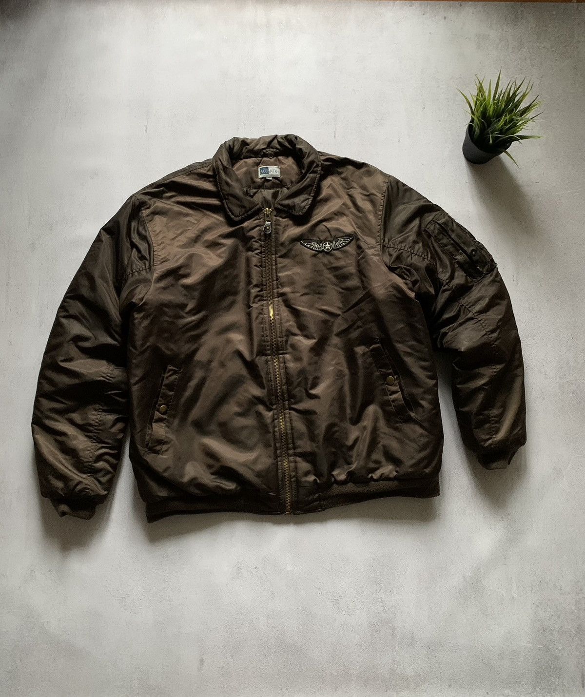 Vintage Vintage Bomber Jacket MA-1 Aviator Brown Baggy 90s Size US XXL / EU 58 / 5 - 1 Thumbnail