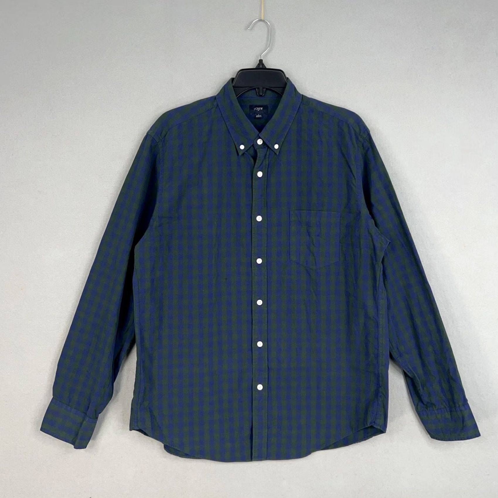 J.Crew J.CREW Shirt Mens Large Blue Green Gingham Plaid Button-Down Collar Pocket Casual Preppy Size US L / EU 52-54 / 3 - 2 Thumbnail