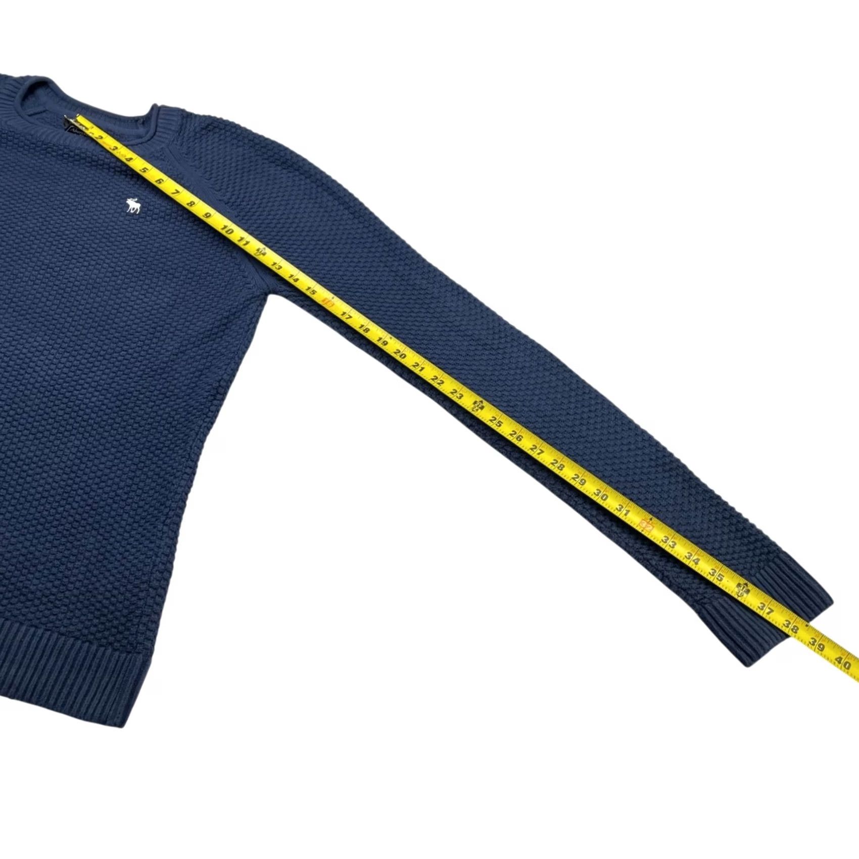 Abercrombie & Fitch Abercrombie & Fitch Men’s Knit Sweater Navy Blue Large 100% Cotton Crew Neck Pullover Sweater Size US L / EU 52-54 / 3 - 6 Thumbnail