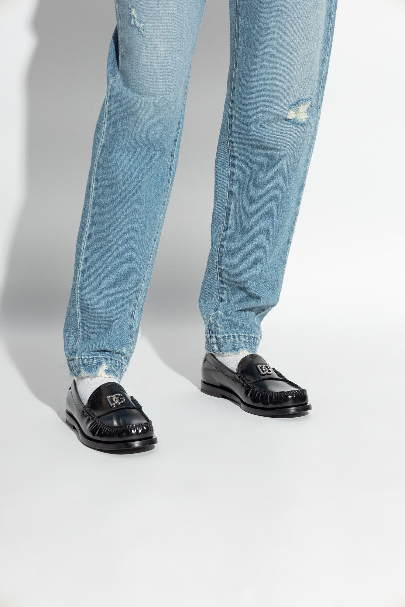 Dolce & Gabbana o1s22i1n0225 Brushed Leather Loafers in Black Size US 8 / IT 38 - 2 Thumbnail