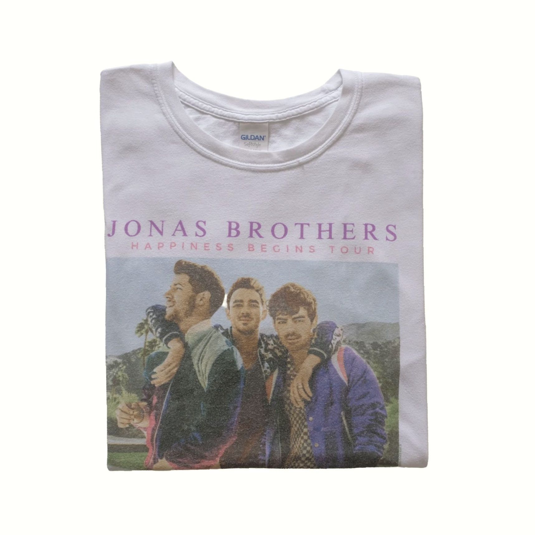 Gildan VINTAGE Jonas Brothers Rock Tour T-Shirt Gray White Cotton Men XL Graphic Print Music 90s Y2K Official Licensed Gildan 5000 Short Sleeve Crew Neck Size US XL / EU 56 / 4 - 2 Thumbnail
