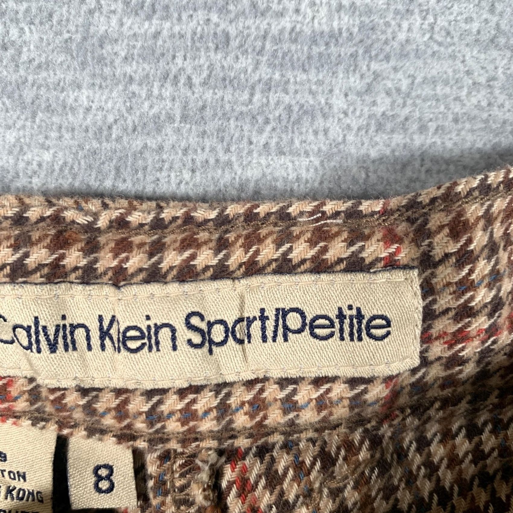 Vintage VINTAGE Calvin Klein Sports/Petite Pants Women 8 Brown Check Tapered Cuffed 80s Size 30" / US 8 / IT 44 - 5 Thumbnail
