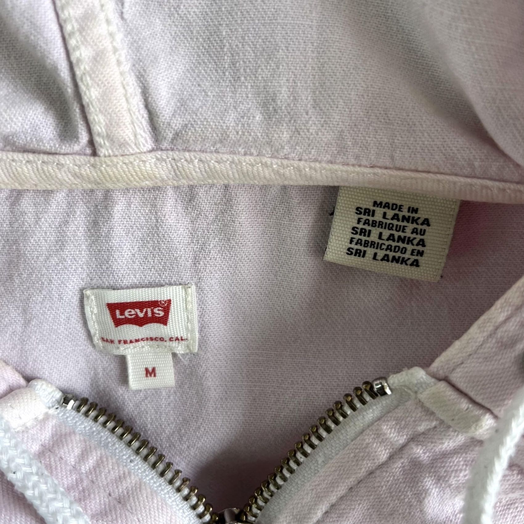 Levi's Levi's Jacket Womens Medium Pink Hooded Cotton Twill Full Zip Drawstring Casual Shirt Size M / US 6-8 / IT 42-44 - 3 Thumbnail