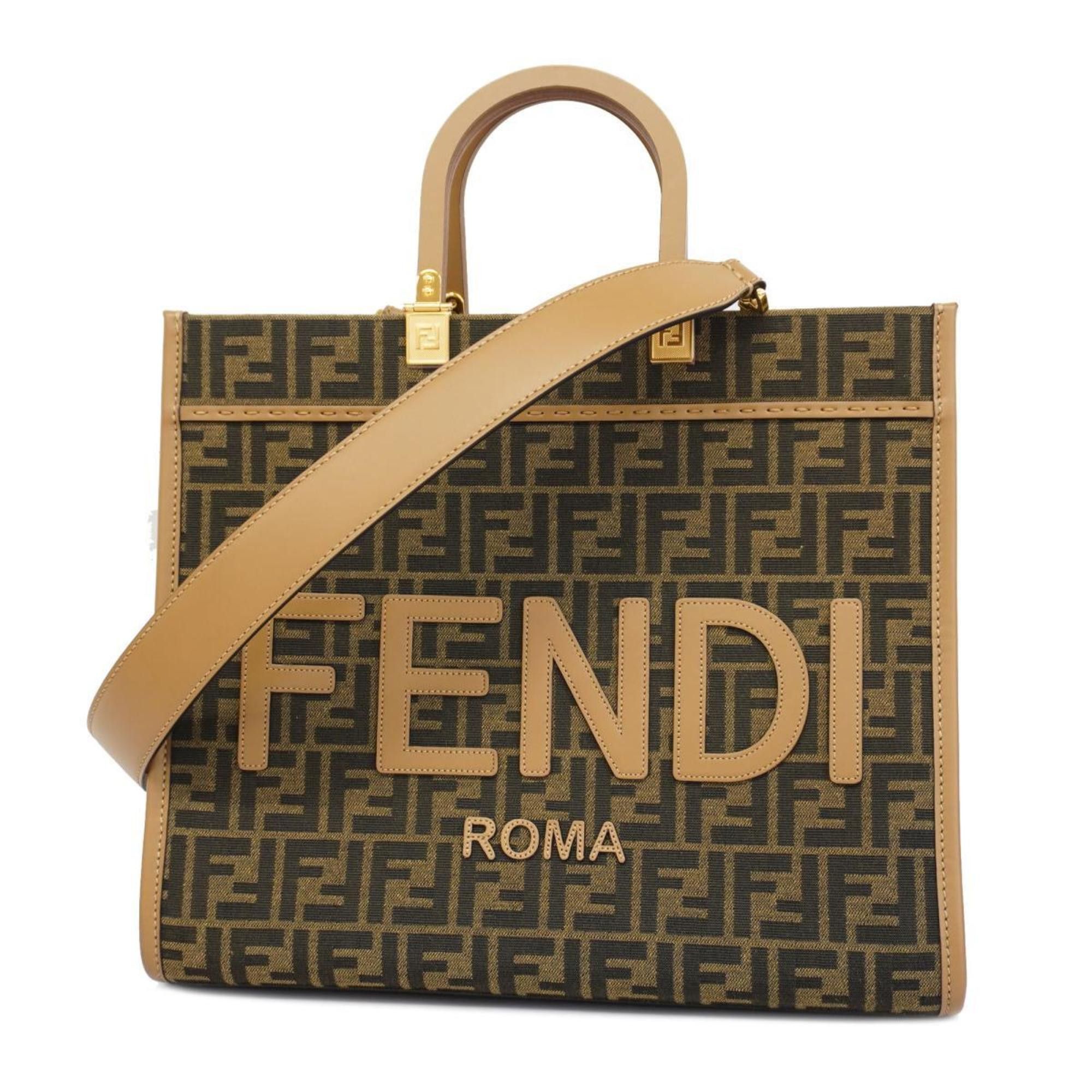 image of Fendi Handbag Zucca Nylon Canvas Brown Black Ladies, Women's