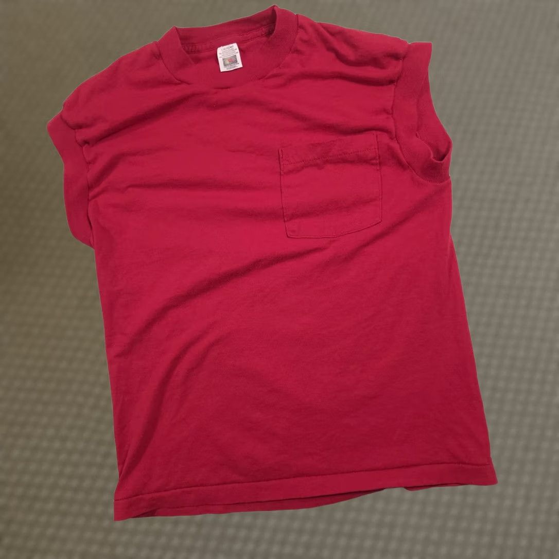Fruit Of The Loom Fruit Of The Loom Shirt Mens Large Red Pocket Sleeveless Cutoff Tee Crewneck Size US L / EU 52-54 / 3 - 1 Thumbnail