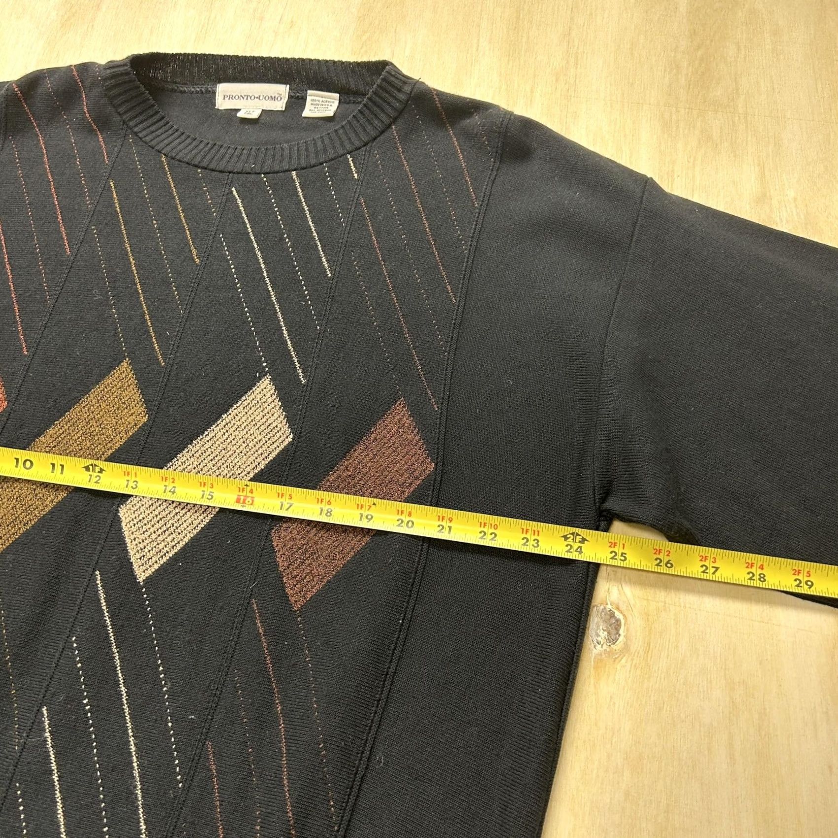 Pronto Uomo Pronto Uomo Sweater Mens XLT Black Argyle Crewneck Acrylic Pullover Big Tall Size US XL / EU 56 / 4 - 5 Thumbnail