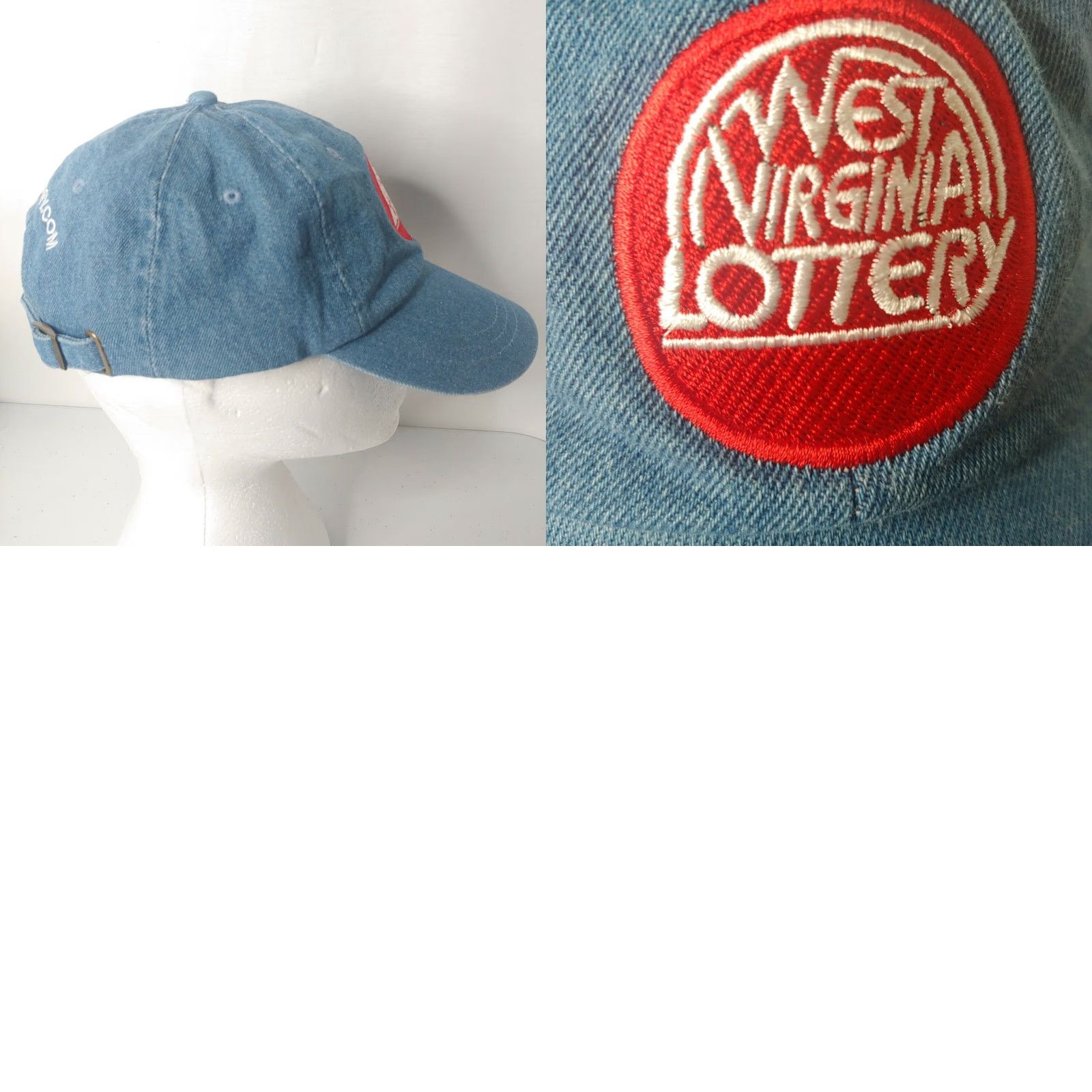 Denime West Virginia Lottery Hat Mens Adjustable Strap Back Blue Denim Embroidered Logo Size ONE SIZE - 8 Thumbnail