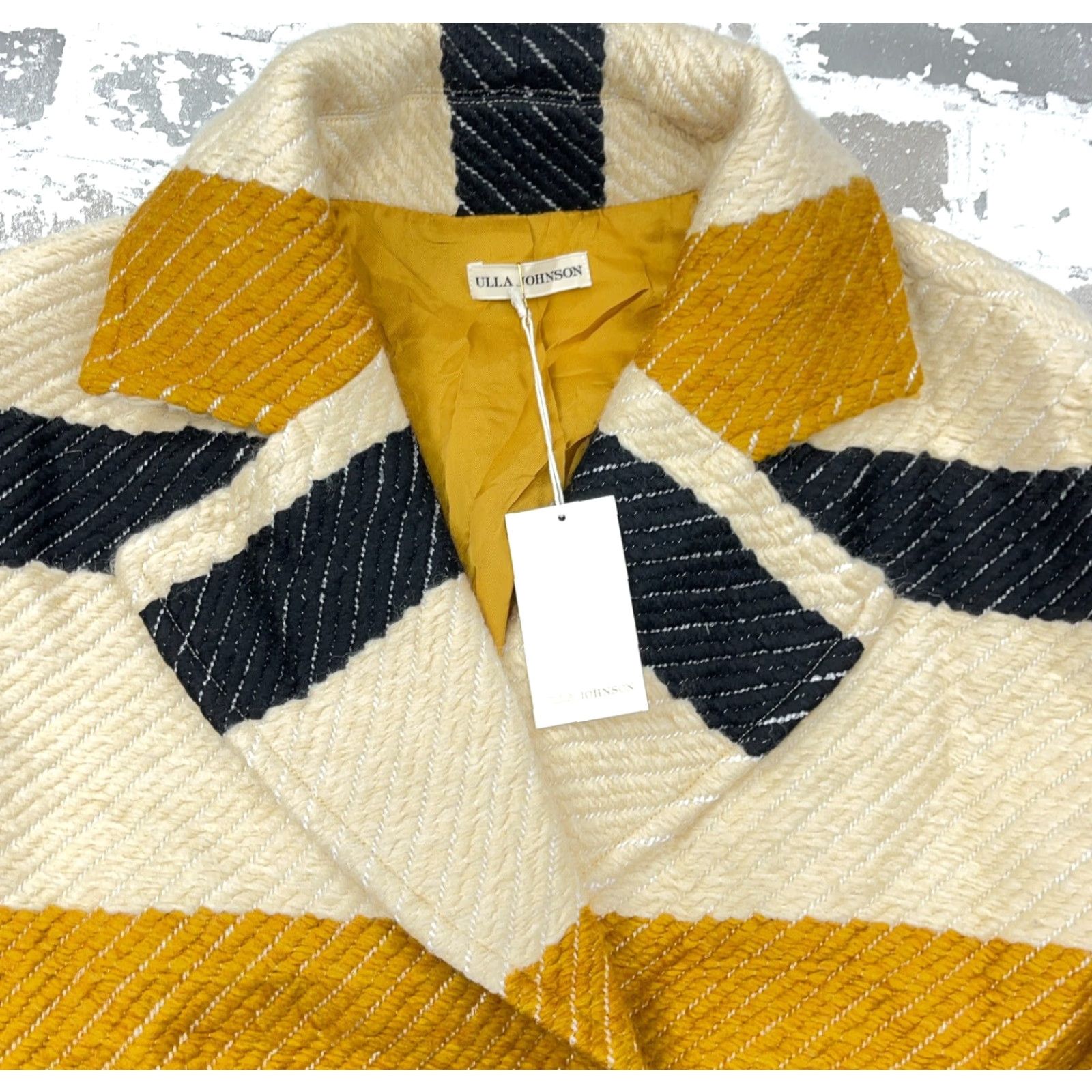 Ulla Johnson Ulla Johnson Emery Coat Women Medium Yellow Striped Button Front Pea Coat Fall Winter Casual Size M / US 6-8 / IT 42-44 - 3 Thumbnail