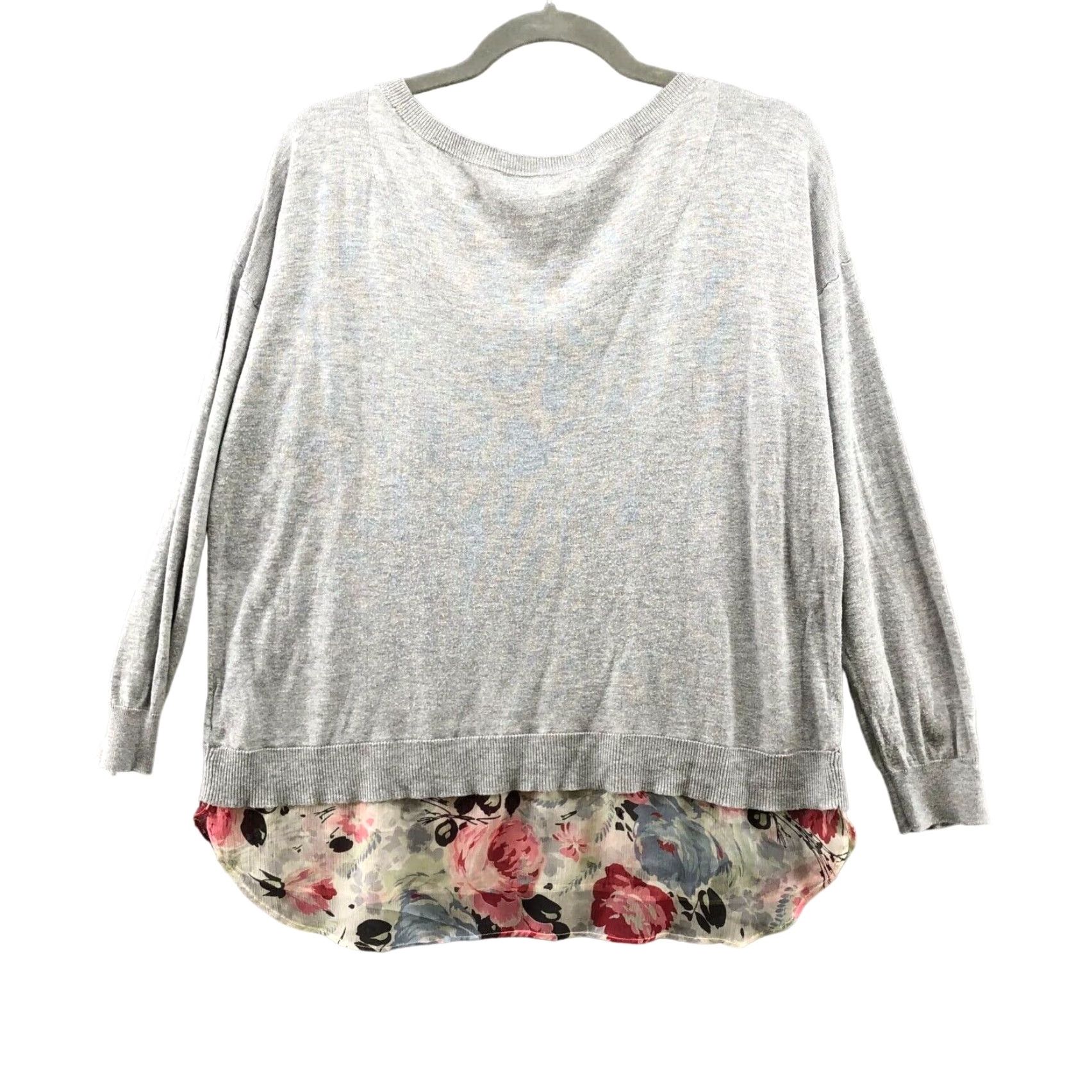 Ralph Lauren VINTAGE Lauren Ralph Lauren Sweater Womens L Gray Floral Crew Neck Long Sleeve Pullover Casual Lightweight Cotton Blend 90s Girls Size L / US 10 / IT 46 - 2 Thumbnail