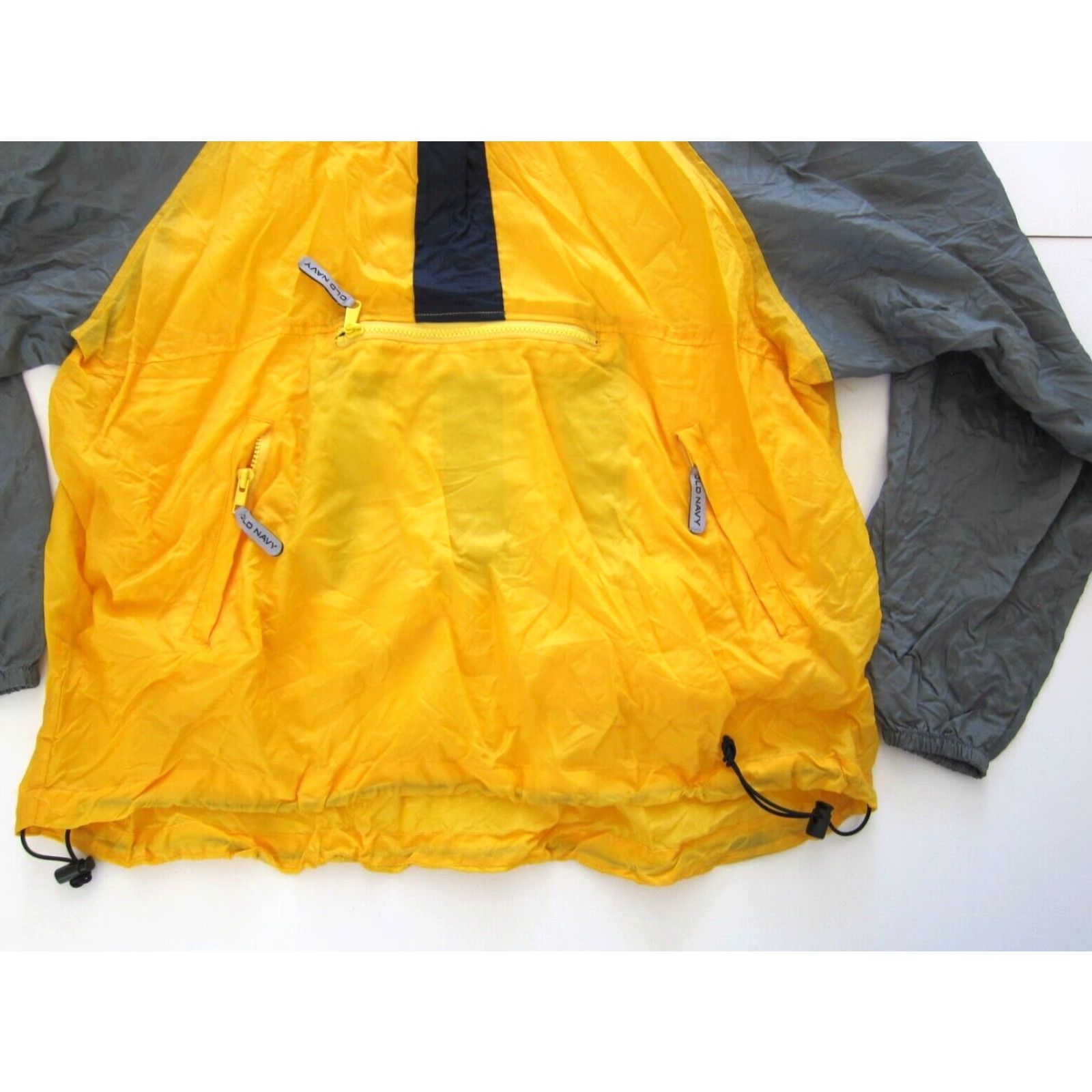 Old Navy Vtg Old Navy 100% Nylon Yellow Grey Pocket Cargo Hooded Windbreaker Jacket XL Size US XL / EU 56 / 4 - 7 Thumbnail