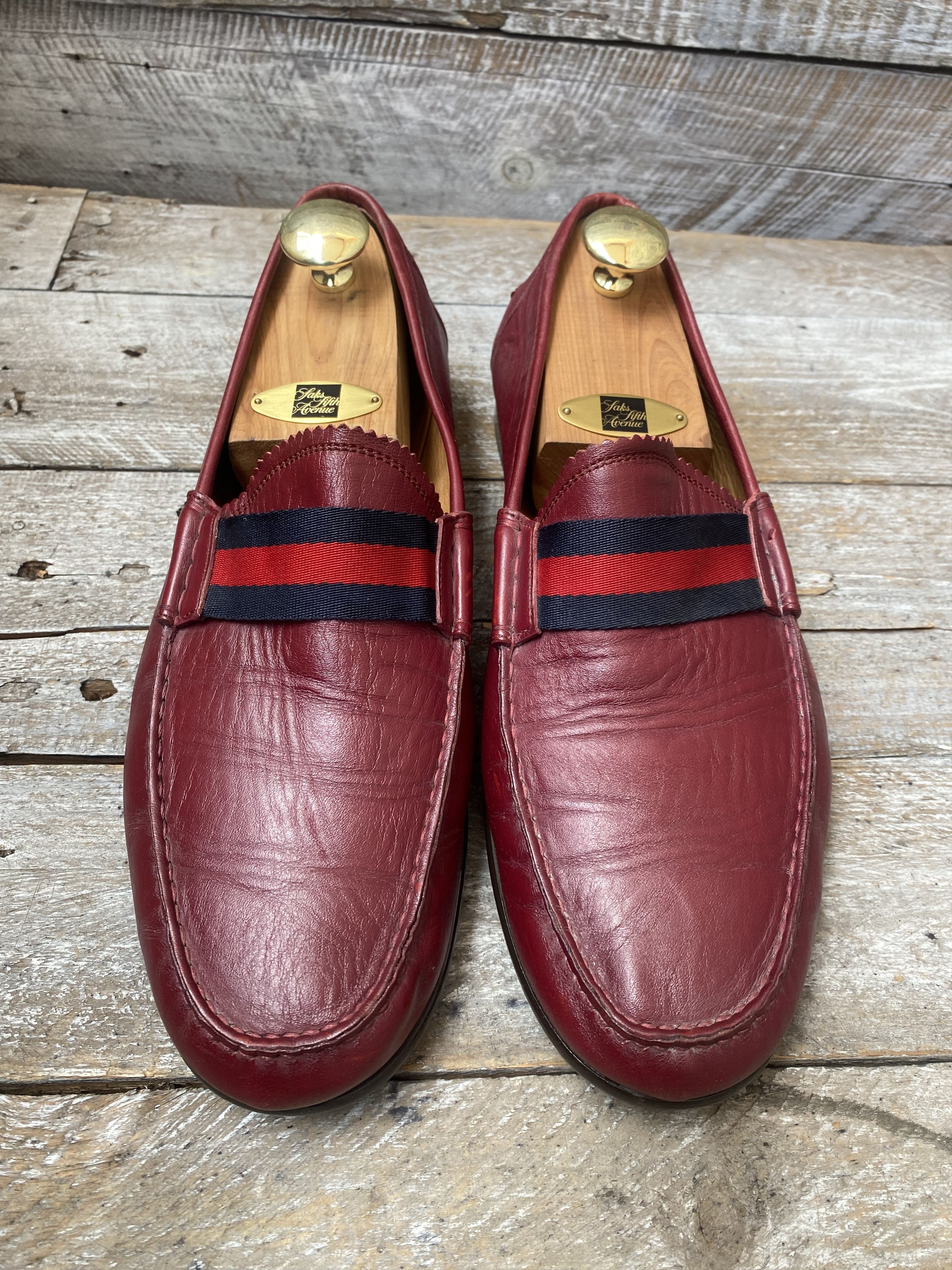 Gucci Gucci penny loafer burgundy 3 stripe leather shoes sz 10 Size US 11 / EU 44 - 2 Thumbnail