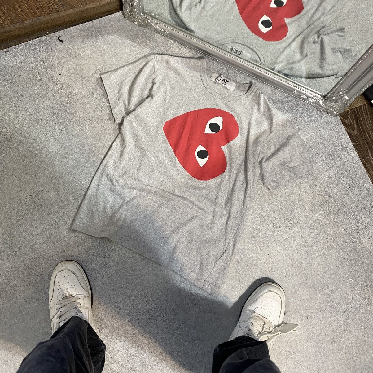 Comme des Garcons 2000ss CDG Shirt Silver Scale logo t shirt | Grailed