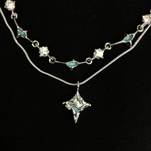 Jewelry Elegant Layered Silver Necklace Size ONE SIZE - 5 Thumbnail