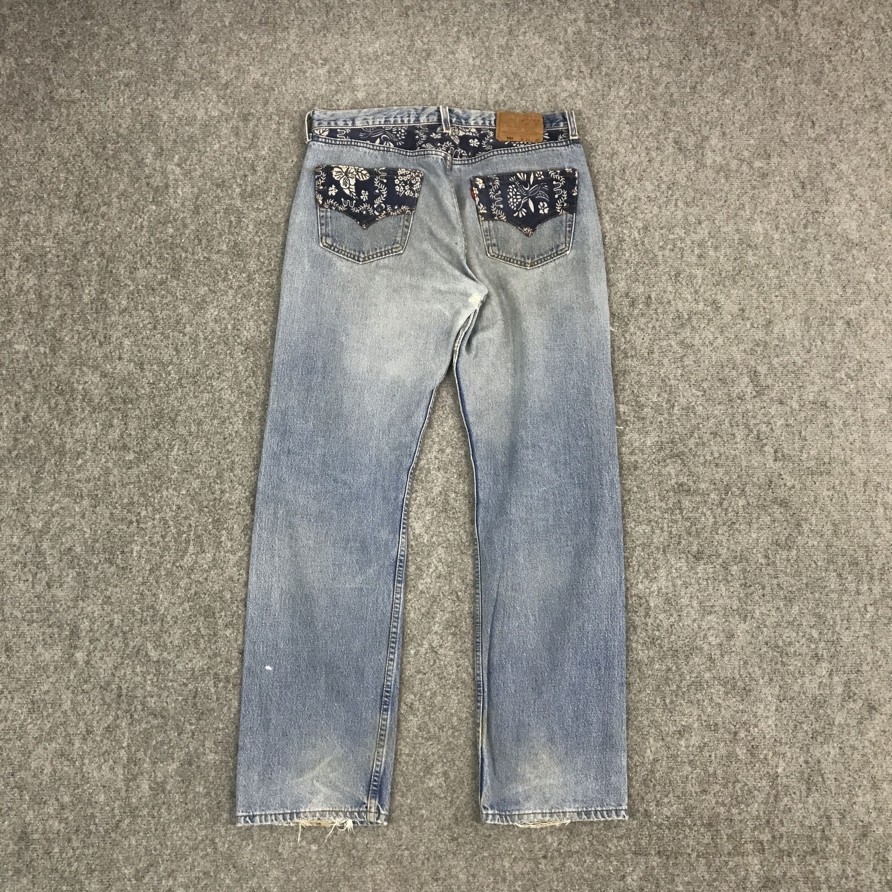 Levi's Vintage Clothing × Vintage LEVI'S 501 DISTRESSED PATCHWORK DENIM JEANS Size US 32 / EU 48 - 4 Thumbnail