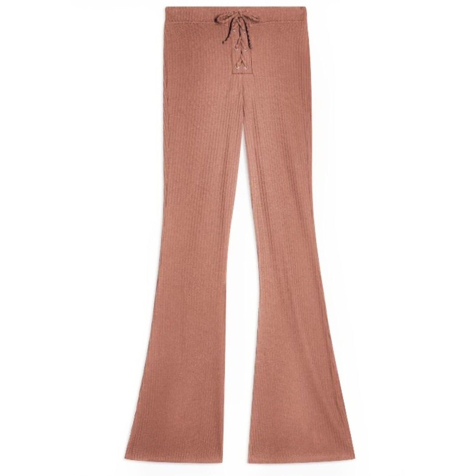 Topshop NWT Topshop Peach Ribbed Flare Leg Lace-Up Tie Legging Pant Size 28" / US 6 / IT 42 - 1 Thumbnail