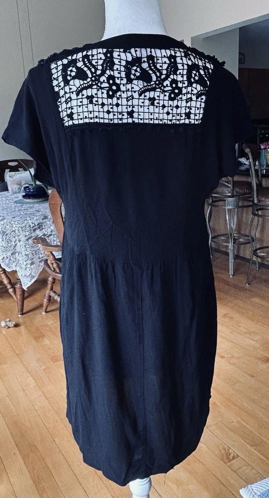 Other Knox Rose Black Lace Embroidered Cotton Babydoll Dress Boho Size S / US 4 / IT 40 - 2 Thumbnail