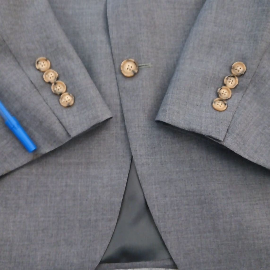 Lands' End Lands' End Blazer Mens 44 Gray Wool Two-Button Single Vent Size 44R - 4 Thumbnail