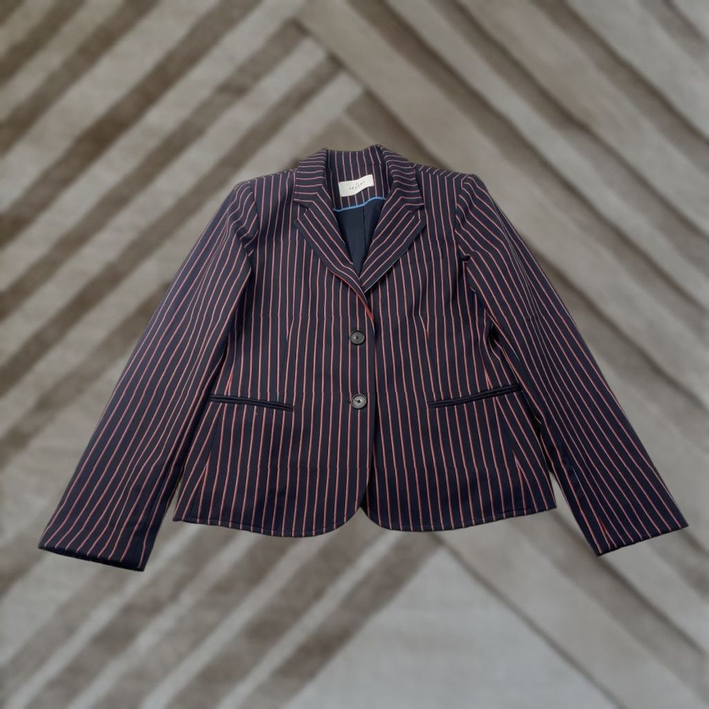Vintage Argent Workwear Classic Single Breasted Blazer Striped Jacket Womens 12 Size XL / US 12-14 / IT 48-50 - 1 Thumbnail