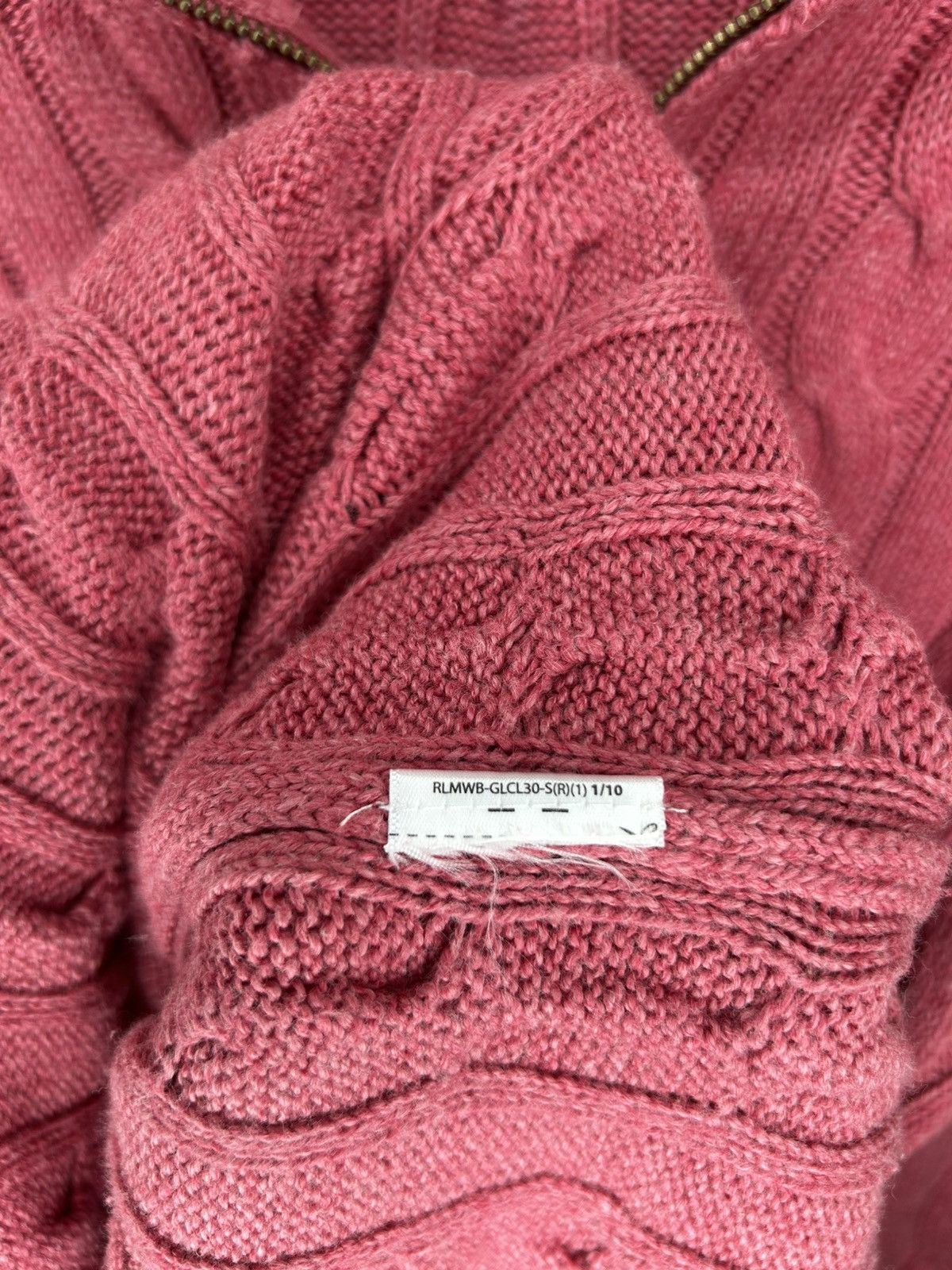 Polo Ralph Lauren Polo Ralph Lauren Pink Quarter Zip Cable Knit Sweater Size US XL / EU 56 / 4 - 9 Thumbnail
