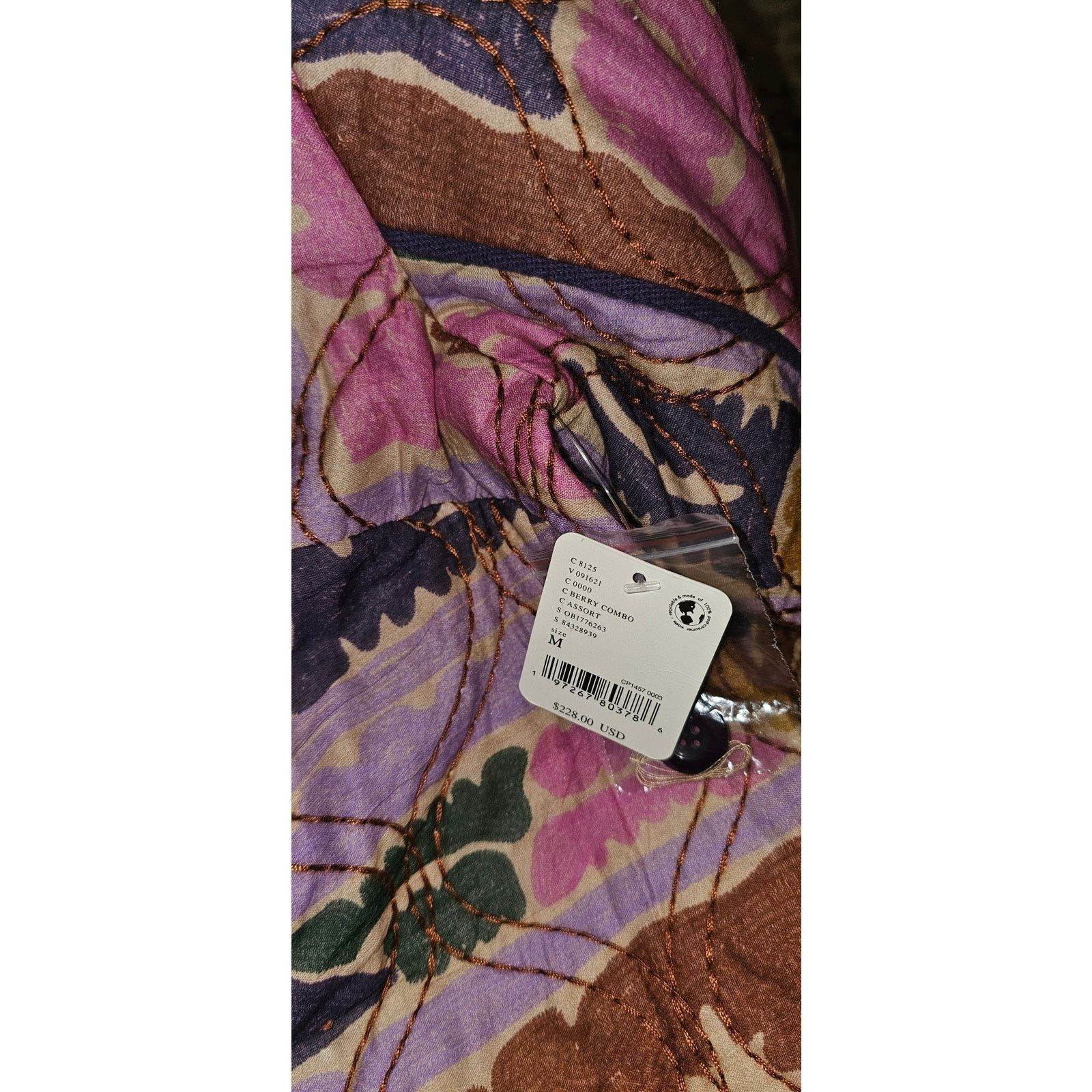Free People NWT Atlas Quilted One-Piece Romper $228 MEDIUM Berry Combo Size 32" / US 10 / IT 46 - 7 Thumbnail