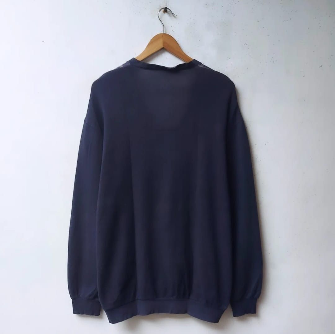 Burberry × Burberry Prorsum × Vintage Vtg Burberrys Novacheck Navy Half Button Sweatshirt Size US L / EU 52-54 / 3 - 2 Thumbnail