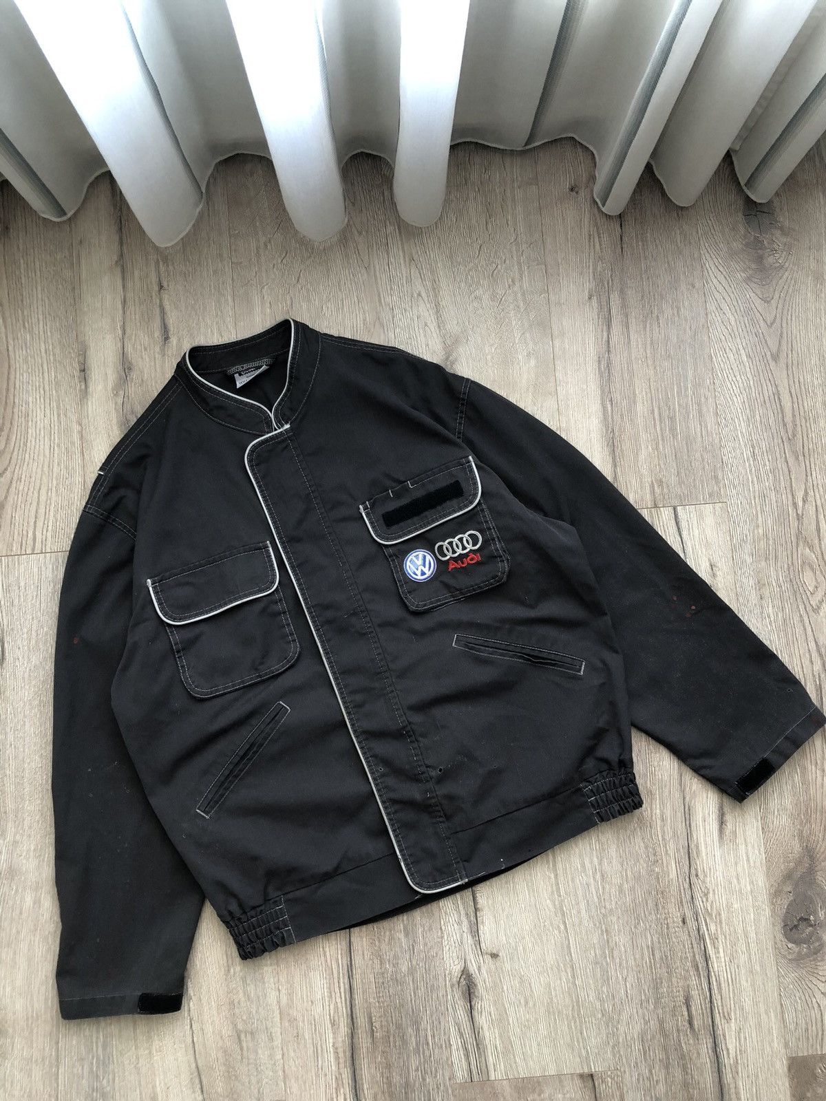 image of Audi Vag Racing Bomber Jacket Vintage in Grey, Men's (Size Medium)