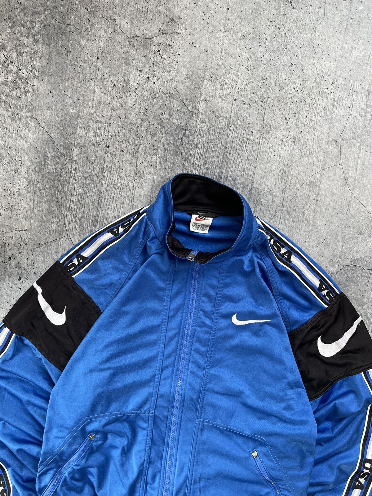 Nike × Vintage Vintage 90's Nike USA Drill Track Jacket Big Swoosh Size US M / EU 48-50 / 2 - 3 Thumbnail