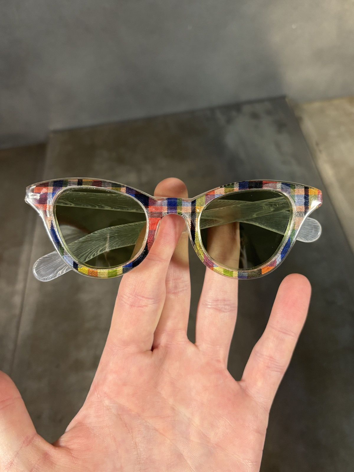 Vintage True Vintage Plaid Sunglasses 1940s 1950s Made in USA AO Size ONE SIZE - 17 Thumbnail