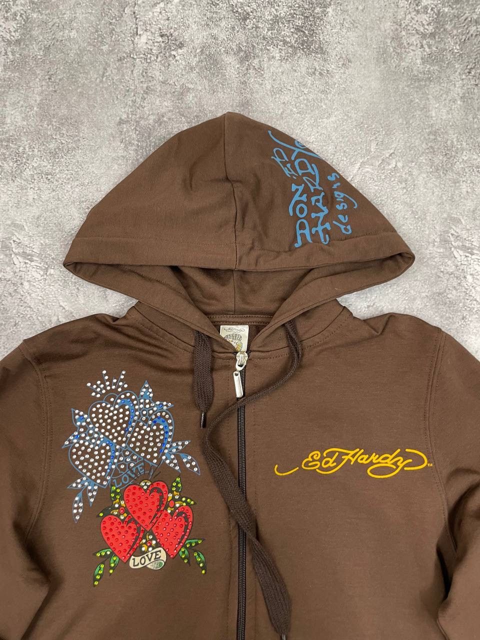 Ed Hardy Ed Hardy Women Cotton Hoodie Zip Brown Graphic Size M Size M / US 6-8 / IT 42-44 - 2 Thumbnail