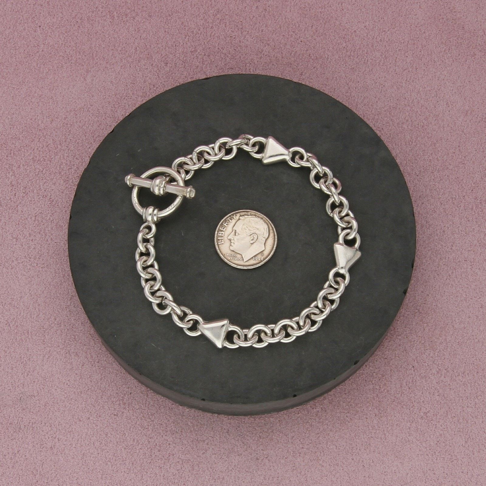 Sterling Silver sterling silver triangle cable chain toggle bracelet 7.5in Size ONE SIZE - 2 Thumbnail