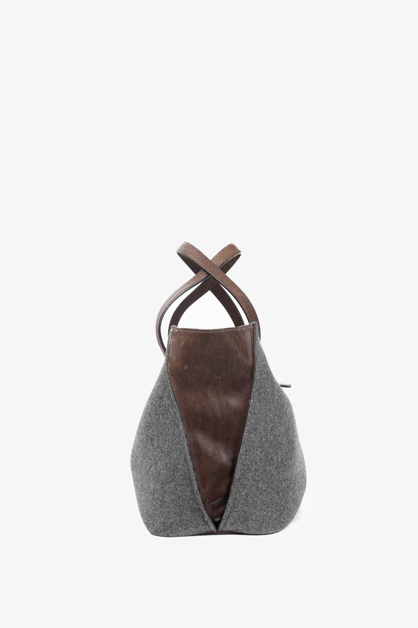 Brunello Cucinelli Brunello Cucinelli Grey Wool-Felt Leather-Trim Tote Size ONE SIZE - 3 Thumbnail