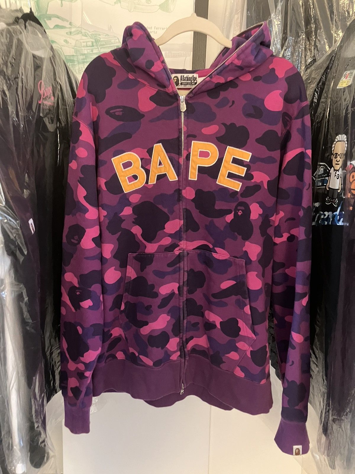 image of Bape Color Camo Applique Full Zip Hoodie in Purple, Men's (Size 2XL)