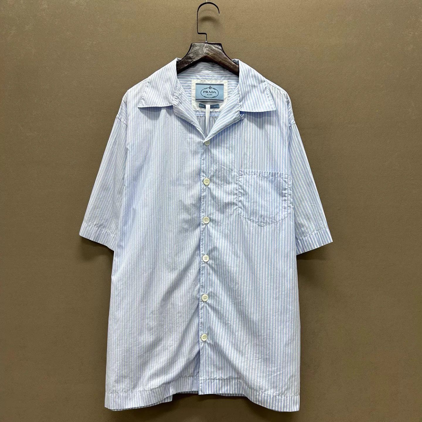 Prada PRADA 99 New PlaidStripe Button-Front Short-Sleeve L Size US L / EU 52-54 / 3 - 1 Thumbnail
