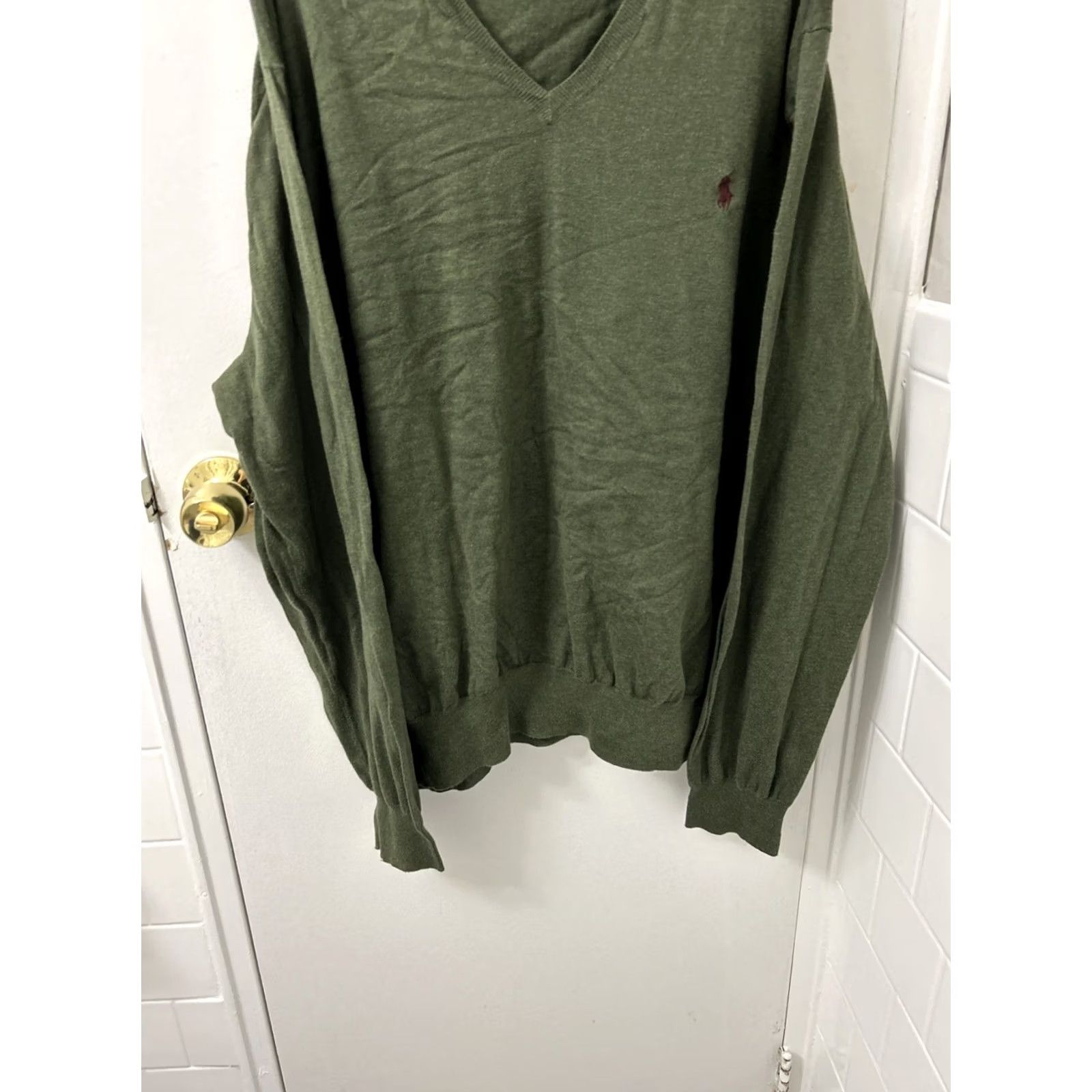 Polo Ralph Lauren Polo Ralph Lauren Sweater Mens 2XL Green 100% Pima Cotton V-Neck Pullover Size US XXL / EU 58 / 5 - 3 Thumbnail