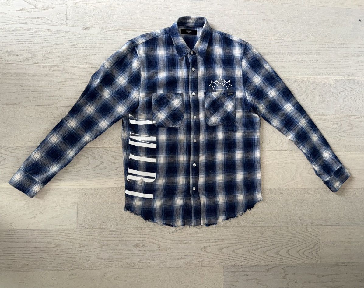 Amiri Amiri Blue and White Flannel button up shirt Size US S / EU 44-46 / 1 - 1 Thumbnail