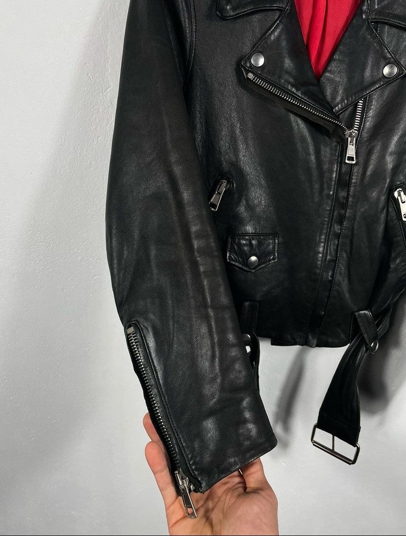 Acne Studios × Designer Acne Studios Black Real Leather Genuine Biker Jacket Belted Size XS / US 0-2 / IT 36-38 - 7 Thumbnail