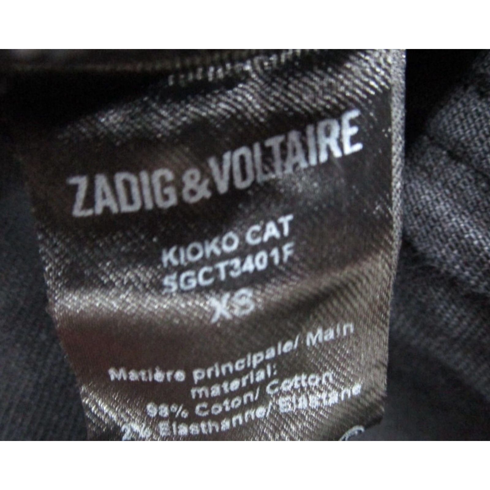 Zadig & Voltaire ZADIG & VOLTAIRE Women's XS Black Kioko Cat Denim Jacket Full Zip Casual Rock Moto Size XS / US 0-2 / IT 36-38 - 4 Thumbnail