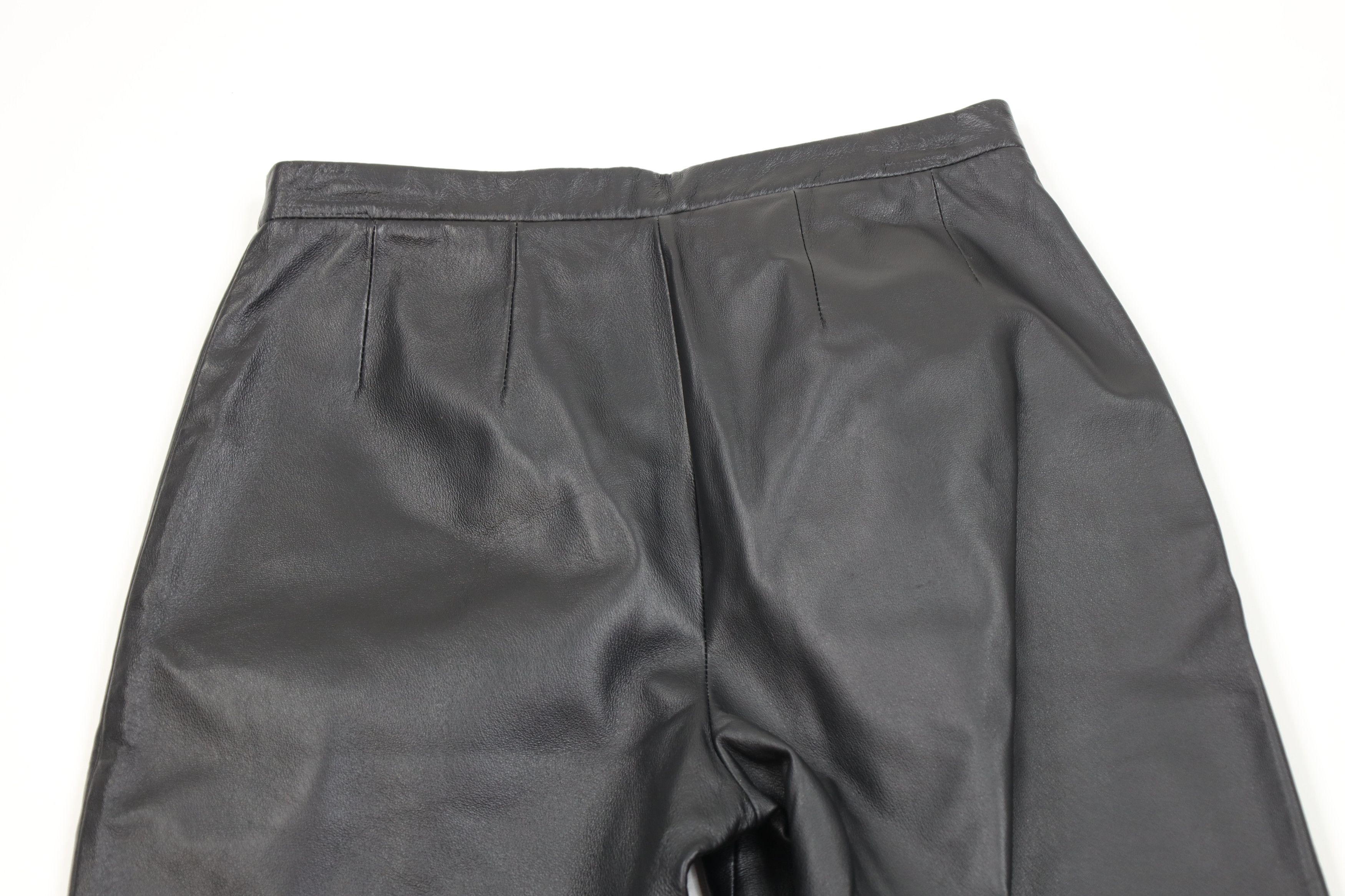 Vintage 90s Streetwear Leather Straight Leg Pants Black