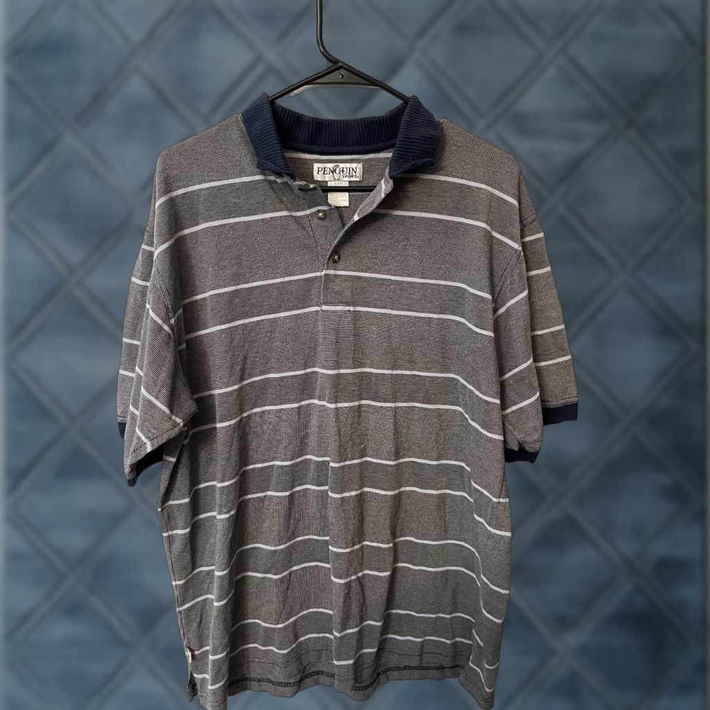 Vintage VINTAGE Penguin Sport Polo Shirt Men's Size Large Gray Striped Design Golf Size US L / EU 52-54 / 3 - 1 Thumbnail
